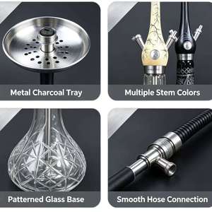 Chicha Moderne en Verre Effet Bois Acier Inoxydable avec Tuyau Unique pour Bar, Salon ou Cadeau - Product Image 5
