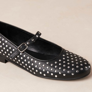 Black White Mary Jane fibbia <span class=keywords><strong>ballerine</strong></span> borchiate con Allover borchie scarpe da donna - Product Image 6