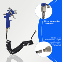 Tuyau de recul tressé de 3 mètres avec adaptateur de 1/8 à 1/4, tuyau de connexion pour aérographe et mini compresseur d'air