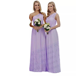 Robes de demoiselle d'honneur à une épaule, longues en mousseline de soie, élégantes, formelles, pour fête de mariage, pour femmes, taille 2-22W - Product Image 5