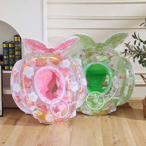 Bouée de natation gonflable pour bébé fille avec siège, motif tournesol à paillettes, en forme de bateau, équipement aquatique - Product Image 1