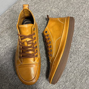 Chaussures en cuir pour hommes QHCCID, à lacets, semelle en caoutchouc, talon moyen, confortables, pour le bureau, décontractées, habillées - Product Image 3