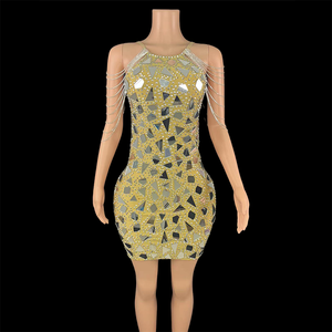 Novance Y3396 Mùa Hè Ăn Mặc 2024 Vải Sang Trọng Cho Dresses Sexy Rhinestone Mini Không Tay Bodycon Dresses Sinh Nhật Người Nổi Tiếng - Product Image 5