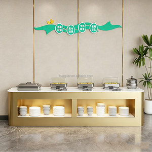 Moderna Estación de Servicio Tipo Buffet de Mármol Independiente con Recipientes para Calentar Alimentos, Mesa de Buffet Resistente para Hoteles, Restaurantes y Cafeterías - Product Image 2