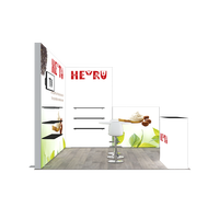 Stand d'exposition modulaire 10x10 en aluminium sans outil, éclairé par l'arrière, avec étagères, portable
