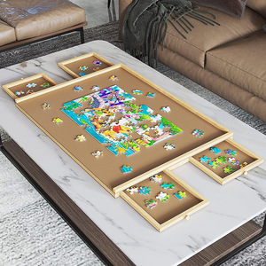 Tavolo Porta <span class=keywords><strong>Puzzle</strong></span> in Legno con <span class=keywords><strong>4</strong></span> Cassetti Scorrevoli, per 1000 Pezzi, per Bambini e Adulti, Gioco da Tavolo - Product Image 2