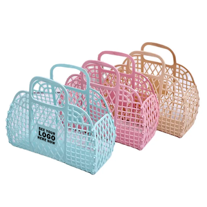 Small Personalized Retro Vintage Foldable Plastic Pvc Jelly Basket <strong>Bag</strong> Beach <strong>Bag</strong> Handbag Purse for <strong>Girls</strong> Women <strong>Party</strong> Favor <strong>Bags</strong> - Product Image 1