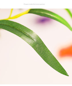 D448 Hojas de bambú de imitación ignífugas, rama individual de plástico, pequeñas hojas de sauce, plantas verdes de interior para ingeniería y bodas - Product Image 5