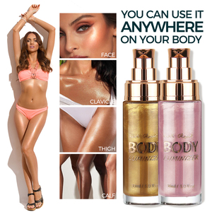 Масло-шиммер для тела под собственной торговой маркой: стойкий сияющий жидкий хайлайтер, низкий MOQ, индивидуальный логотип, легкое, гладкое, сияющее, оптом - Product Image 4