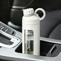 Bouteille en verre borosilicate haute résistance anti-fuite 460 ml, écologique, avec logo personnalisé, design minimaliste, compatible lave-vaisselle, pour le sport