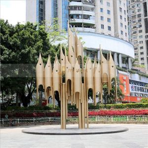 ประติมากรรมรูปทรงเกลียว M111 304 ทำจากสแตนเลสสะท้อนแสง ดีไซน์แบบอาร์ตเดโค ทนทานอเนกประสงค์ กันน้ำ ติดตั้งบนพื้น สำหรับใช้งานสาธารณะ - Product Image 4