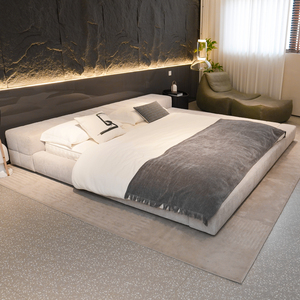 Customized High-end Bedroom Furniture Luxury Minimalist Upholstered <strong>Pine</strong> Wood Tufted King Queen Size Box Spring <strong>Bed</strong> <strong>Frame</strong> Large - Product Image 1