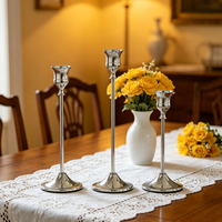 Prix d'usine en gros – Lot de 3 bougeoirs de luxe en métal doré, couleur personnalisable, pour la maison, les mariages, les fêtes, ou comme cadeau de pendaison de crémaillère