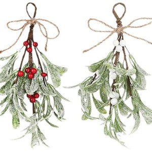 Decorazione per la Casa di <span class=keywords><strong>Capodanno</strong></span>, Pianta Verde Artificiale di Vischio Natalizio, Pendente 20cm/7.8in in Plastica e Filo di Ferro, Decorazioni Natalizie - Product Image 5