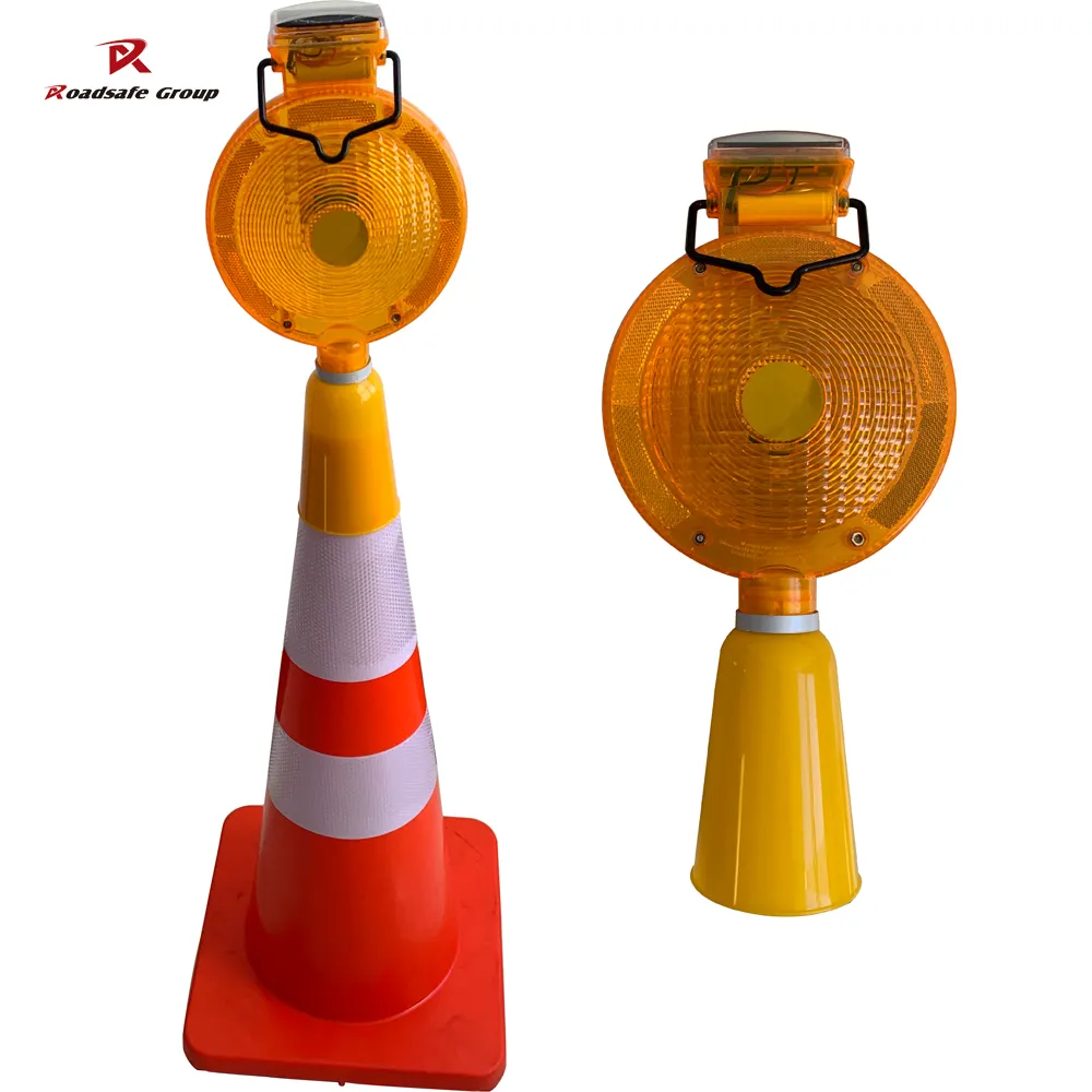 Feu d'avertissement de trafic réverbère/énergie solaire led barricade route clignotant ambre pas cher contrôleur cône lumières