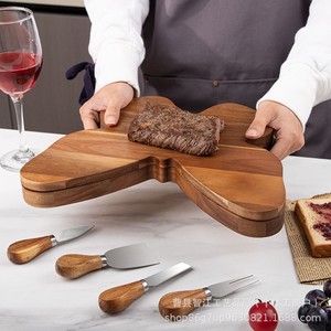 Cross-border Creative Wooden Kitchen Cutting Board Solid Wood Multifunctional Butterfly-shaped Deli Food Board Cheese Board <b>Set</b> - Product Image 2