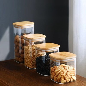 Square shape high borosilicate glass sealed <b>storage</b> tank, household seasoning sealed box - Product Image 3