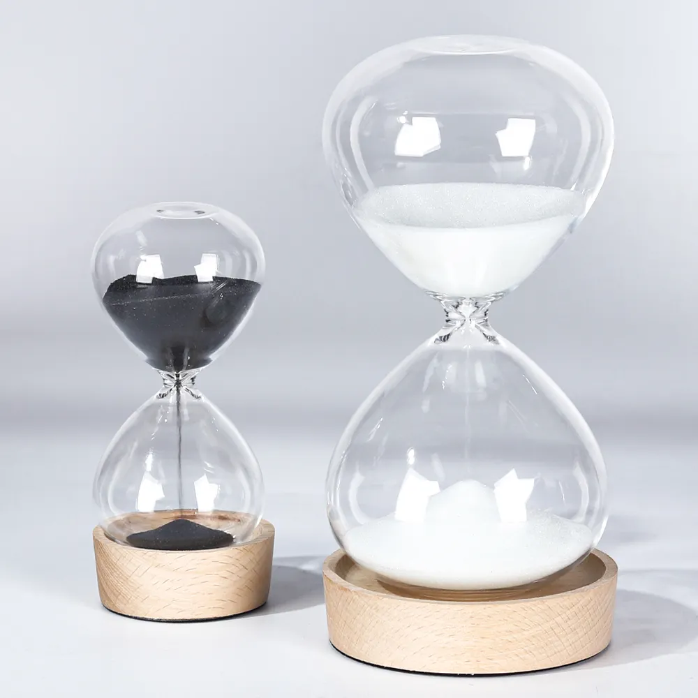 Прозрачное стекло 15 30 60 минут песочные часы на заказ стильные деревянные песочные часы с покрытием