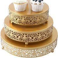 Soporte Redondo para Pastel de Boda Europeo, Plato de Lujo Ligero de Hierro Forjado, Estante Alto para Pastel, Plato para Frutas, Bandeja para Aperitivos