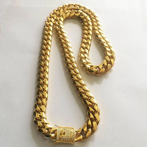 Hip Hop pesado 14k 18k chapado en oro de acero inoxidable cubano enlace cadena collar - Product Image 4
