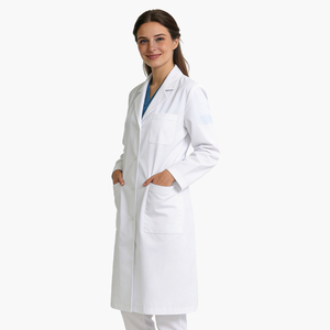 <span class=keywords><strong>Camice</strong></span> da Laboratorio di Media Lunghezza con Polsini Dritti - Comodo e Traspirante Abbigliamento da Lavoro <span class=keywords><strong>Bianco</strong></span> per Farmacia - Product Image 4
