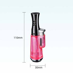 Briquet torche miniature transparent, <span class=keywords><strong>rechargeable</strong></span> au <span class=keywords><strong>gaz</strong></span> butane, coupe-vent avec réservoir de <span class=keywords><strong>gaz</strong></span> visible, flamme réglable pour barbecue et cuisine - Product Image 6