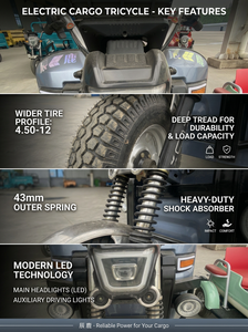 Tricycle à moteur PMSM 60V 72V 1200W, cadre en acier robuste, tricycle de livraison pour utilisation agricole, Feiyue 170D Tricycl - Product Image 4