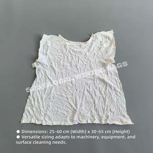 Trapos de camiseta blancos reciclados sin metal/polvo, 100% algodón, grado A, para limpieza industrial y de talleres - Product Image 3