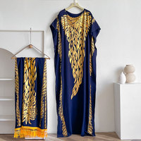 Ensemble d'été modeste et décontracté, style Dashiki vintage, en rayonne bronzée, avec grande écharpe, pour mariage, longueur cheville, motif floral, musulman, africain, respirant