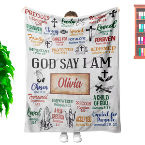 Manta polar de franela de microfibra personalizada con Dios inspirador dice que soy estilo Jacquard suave para sofá - Product Image 2