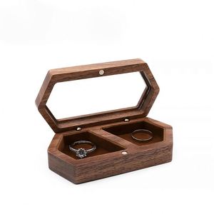 Caja de Joyería de Madera de Nogal Negro Personalizada, Caja de Regalo de Lujo para Guardar Aretes, Collares y Anillos con Grabado - Product Image 3