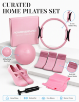 Ensemble de Pilates à domicile ProCircle 8 pièces pour femmes, kit de Pilates rose parfait avec anneau magique, ballon de Pilates, bandes de résistance tissées et chaussettes