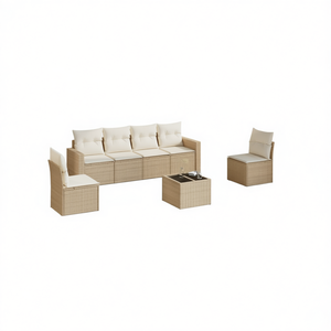 Ensemble de canapés de jardin beige en rotin PE, 4 places, mobilier d'extérieur réglable, design contemporain - Product Image 1