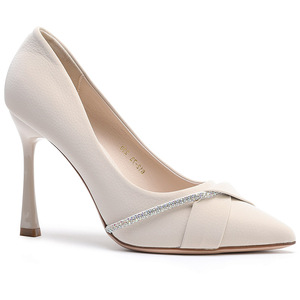 High Quality Fashion Trend Solid Pointed Toe PU Thin High Heels Wedding Party Luxury Rhinestones Pumps <b>Shoes</b> Comfortable Slip-On - Product Image 1