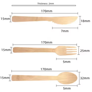 Le posate di bambù usa e getta Eco Friendly di fabbrica includono coltello e forchetta per il viaggio in campeggio da asporto - Product Image 6