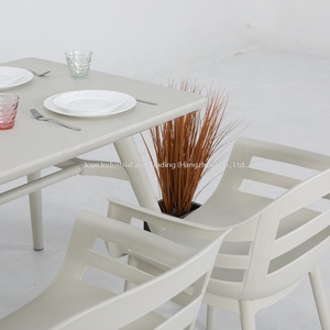 Leisure Modern Portable Outdoor <b>Plastic</b> Dining 5-Piece Set Patio Garden Furniture <b>Table</b> Chairs for Apartment Restaurant - Product Image 5