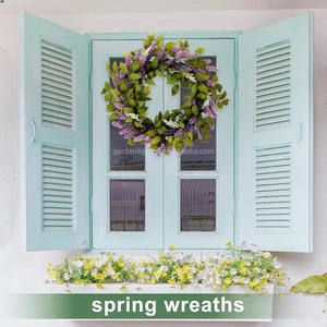 Corona de Lavanda Artificial de 22 Pulgadas, Ecológica, Personalizable, para Puerta Principal, Pared, Ventana, Decoración Rústica, Festiva - Product Image 6