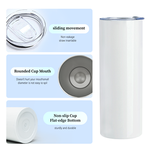 Botol Air Dinding Ganda 50 Pack dari Gudang AS, Model Flat-edge untuk Sublimasi, Tumbler Stainless Steel Putih 20oz dengan Sedotan - Product Image 3