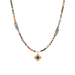 Collana di gioielli con pietre preziose naturali fatte a mano collana di gioielli con catena in acciaio inossidabile Non appannata collana di ciondolo in pietra occhio di tigre per le donne - Product Image 1