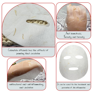 Mascarilla de caléndula de fibra <span class=keywords><strong>lyocell</strong></span> 65gsm, mascarilla facial con hoja de pétalos de flores, fabricante para el cuidado de la piel, mascarilla facial china de papel - Product Image 5
