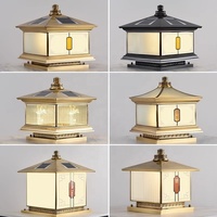 Geheel Koperen Buiten Led Zonne-Energie Waterdichte Pijlerlamp Voor Binnenplaats Villa Non-Punch Gate Elektrische Afrastering Beste Zonne-Tuinverlichting