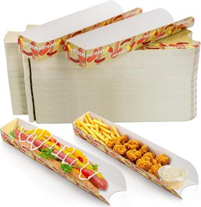 Hot Selling Eco Friendly <strong>Disposable</strong> Printed Coated Paper Self Erecting Hot Dog Trays Custom Design Food Serving Holders Festival - Product Image 5