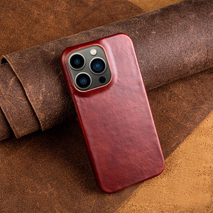 Ốp điện thoại da thật cho iPhone 11 12 13 14 15 16 17 Pro Max, họa tiết sáp dầu chống trơn trượt và chống rơi - Product Image 2