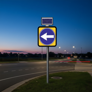 Señal de Tráfico Reflectante con Energía Solar, Dirección Obligatoria a la Izquierda, 60 x 60 cm, Señal de Flecha LED - Product Image 3