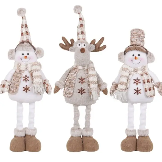 Kerst In Voorraad Sneeuw Man Lengte Verstelbare Been Pop Kerstmis Cadeau Voor Kind Kerst Ornament Voor Vakantie Decor