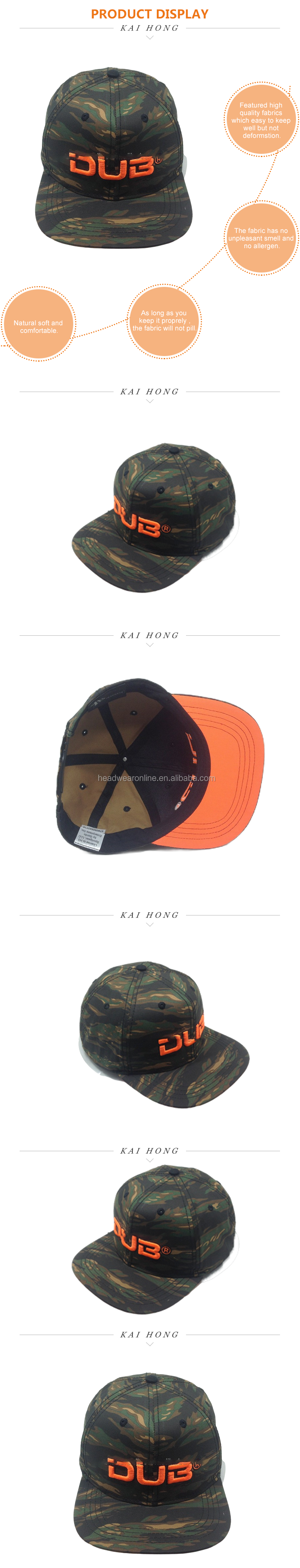 3D Embroidery Snapback Cap Camouflage Heat Transfer Hats