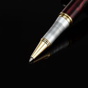 Logo kustom perusahaan bisnis kualitas tinggi pulpen rol bola logam berat trim emas hitam dengan promosi tinta biru/hitam - Product Image 2