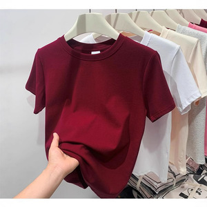 Camiseta <span class=keywords><strong>de</strong></span> Verano para Mujer, Talla Grande, Estilo Casual, Ajustada, <span class=keywords><strong>de</strong></span> Algodón y Elastano, Color Sólido, para <span class=keywords><strong>Chicas</strong></span> Curvy, Estilo <span class=keywords><strong>Instagram</strong></span> - Product Image 4