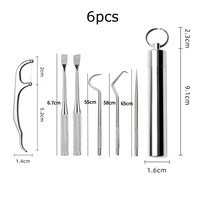 Cure-dents en métal réutilisables, ensemble de cure-dents en acier inoxydable portable avec support