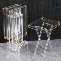 Table basse transparente en acrylique du Moyen-Orient, best-seller en Arabie Saoudite, tables imprimées, table pliante en plexiglas, ensemble de 4 pièces